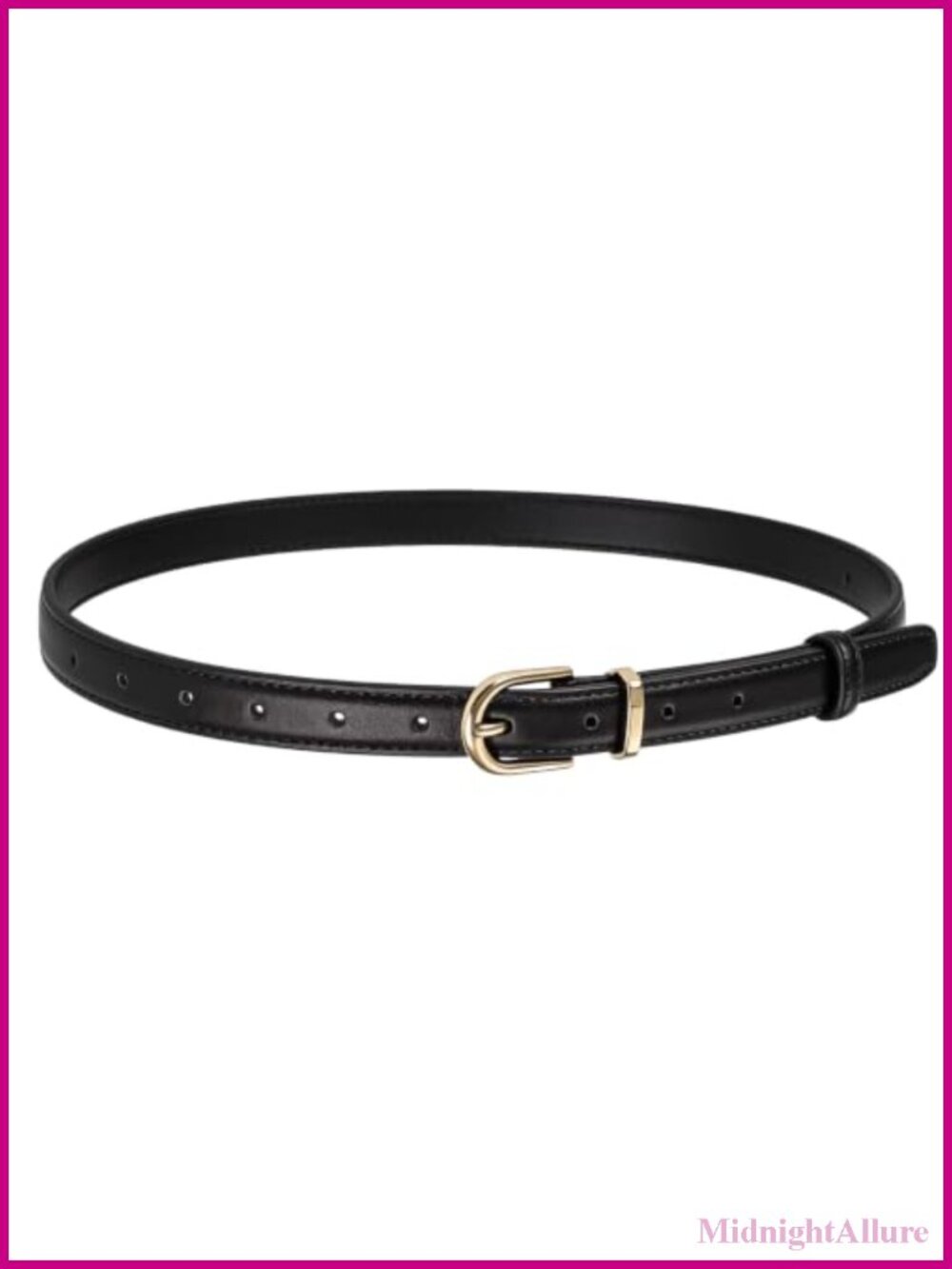 Skinny Faux Leather Belt Gold Buckle Thin Waist Belt for Jeans Dress Pants